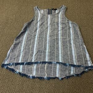 Drew Shirt Womens Size Large L Sleeveless Tunic Frayed Linen Linen Blend Boho